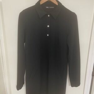 Zara Sophisticated Black Long Sleeve Dress
